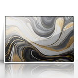 Exclusive Modern Abstract Art – Black, White & Gold Luxury Print