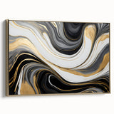 Exclusive Modern Abstract Art – Black, White & Gold Luxury Print