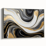 Exclusive Modern Abstract Art – Black, White & Gold Luxury Print