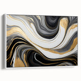 Exclusive Modern Abstract Art – Black, White & Gold Luxury Print