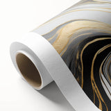 Exclusive Modern Abstract Art – Black, White & Gold Luxury Print