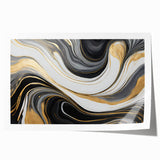 Exclusive Modern Abstract Art – Black, White & Gold Luxury Print