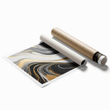 Exclusive Modern Abstract Art – Black, White & Gold Luxury Print