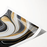 Exclusive Modern Abstract Art – Black, White & Gold Luxury Print