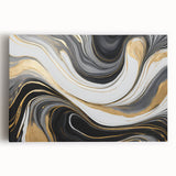 Exclusive Modern Abstract Art – Black, White & Gold Luxury Print