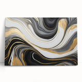 Exclusive Modern Abstract Art – Black, White & Gold Luxury Print