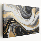 Exclusive Modern Abstract Art – Black, White & Gold Luxury Print