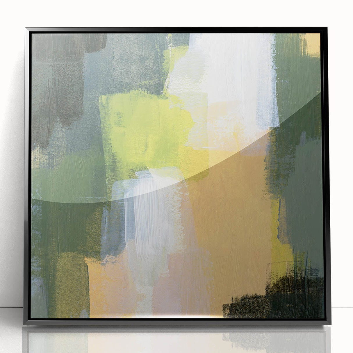 Earthen Harmony Abstracts - Green & Yellow Earthy Abstract Wall Art