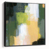 Earthen Harmony Abstracts - Green & Yellow Earthy Abstract Wall Art