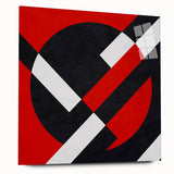 Bold Geometric Abstract Wall Art - Red, Black, and White Print