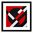 Bold Geometric Abstract Wall Art - Red, Black, and White Print