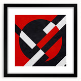 Bold Geometric Abstract Wall Art - Red, Black, and White Print