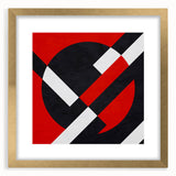 Bold Geometric Abstract Wall Art - Red, Black, and White Print