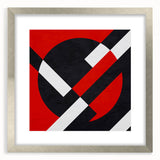 Bold Geometric Abstract Wall Art - Red, Black, and White Print