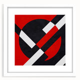 Bold Geometric Abstract Wall Art - Red, Black, and White Print
