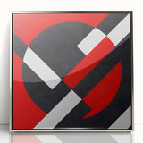 Bold Geometric Abstract Wall Art - Red, Black, and White Print