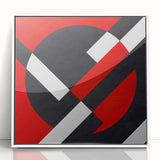 Bold Geometric Abstract Wall Art - Red, Black, and White Print