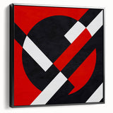 Bold Geometric Abstract Wall Art - Red, Black, and White Print