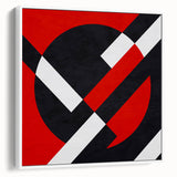 Bold Geometric Abstract Wall Art - Red, Black, and White Print