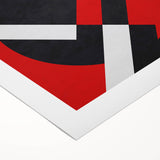 Bold Geometric Abstract Wall Art - Red, Black, and White Print