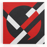 Bold Geometric Abstract Wall Art - Red, Black, and White Print