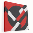 Bold Geometric Abstract Wall Art - Red, Black, and White Print