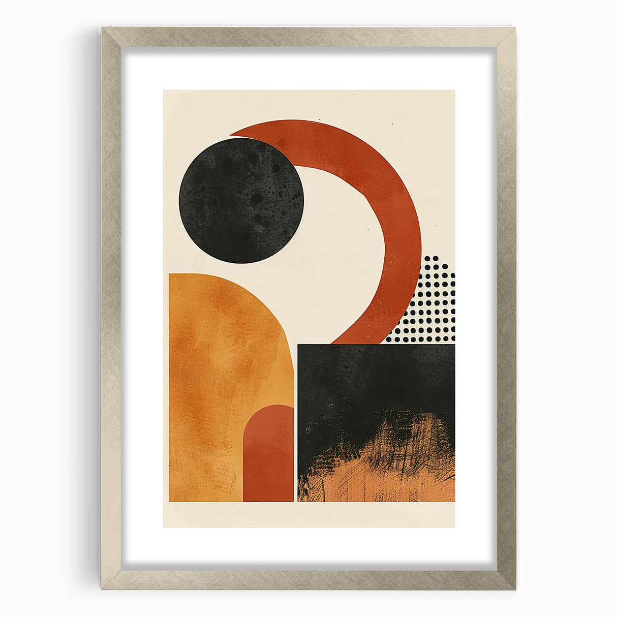 Contemporary Canvas Art – Geometric Burnt Orange and Black Design