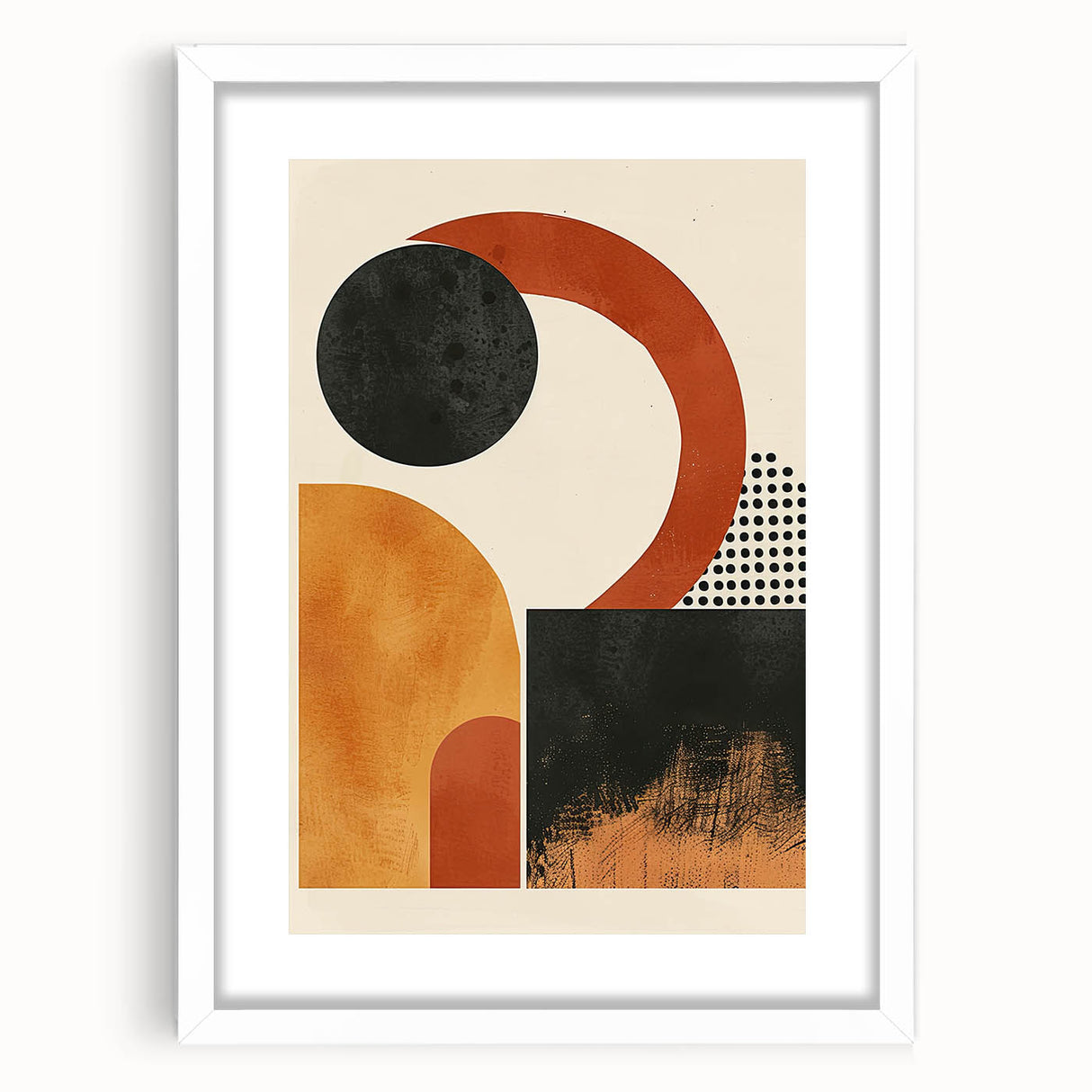 Contemporary Canvas Art – Geometric Burnt Orange and Black Design