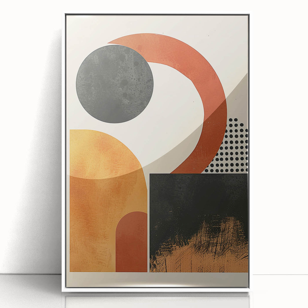 Contemporary Canvas Art – Geometric Burnt Orange and Black Design