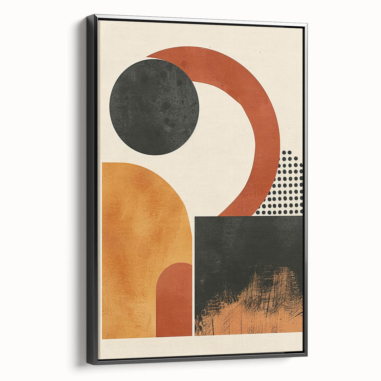 Contemporary Canvas Art – Geometric Burnt Orange and Black Design