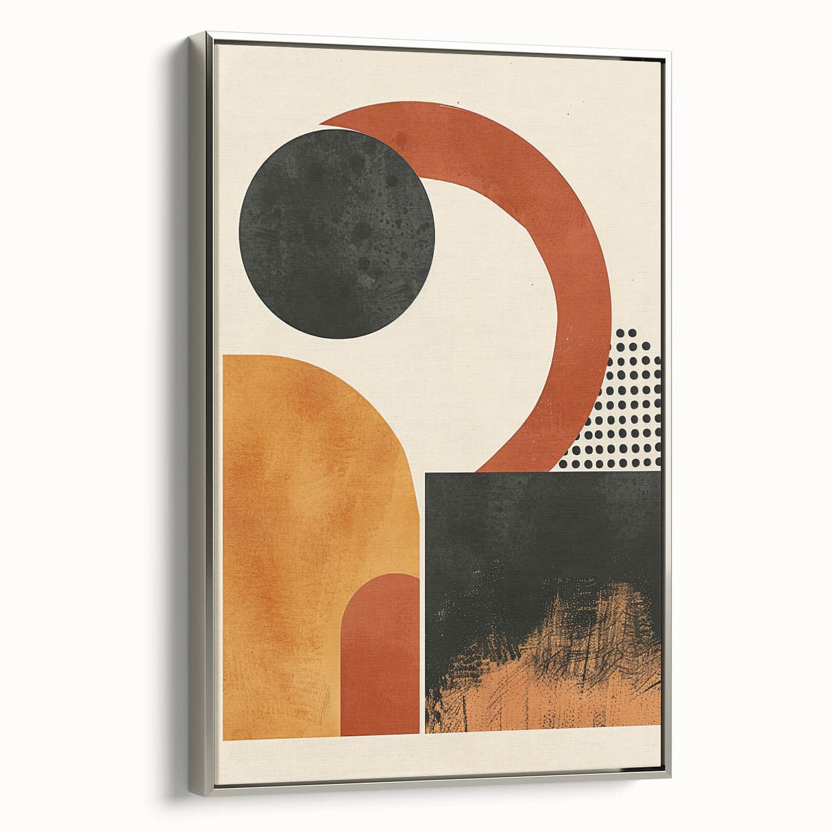 Contemporary Canvas Art – Geometric Burnt Orange and Black Design