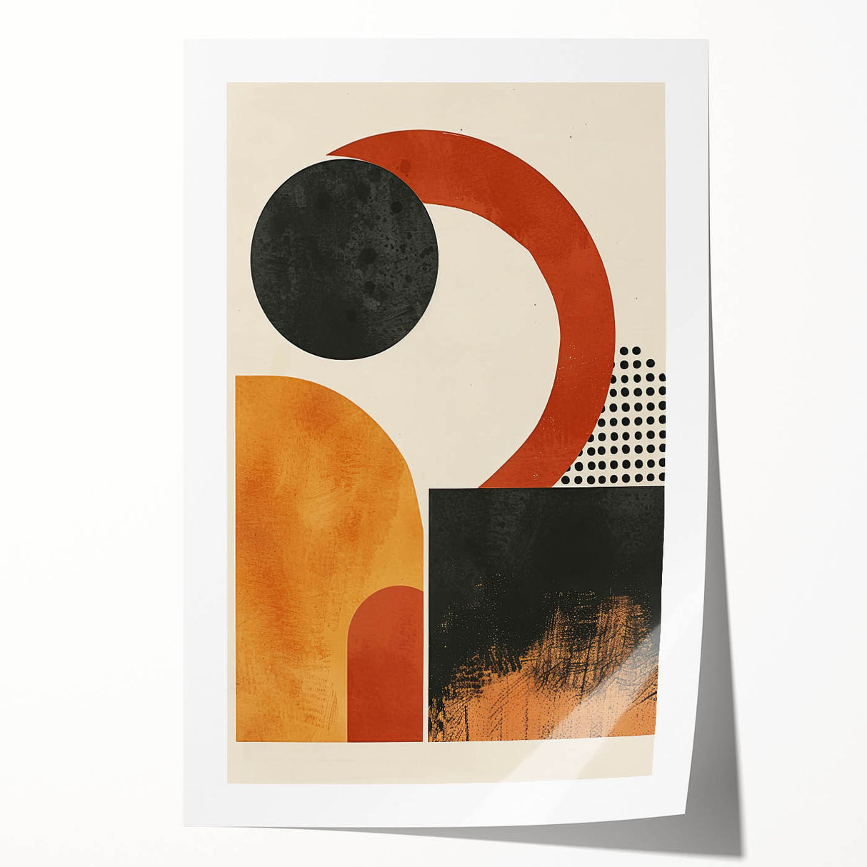Contemporary Canvas Art – Geometric Burnt Orange and Black Design