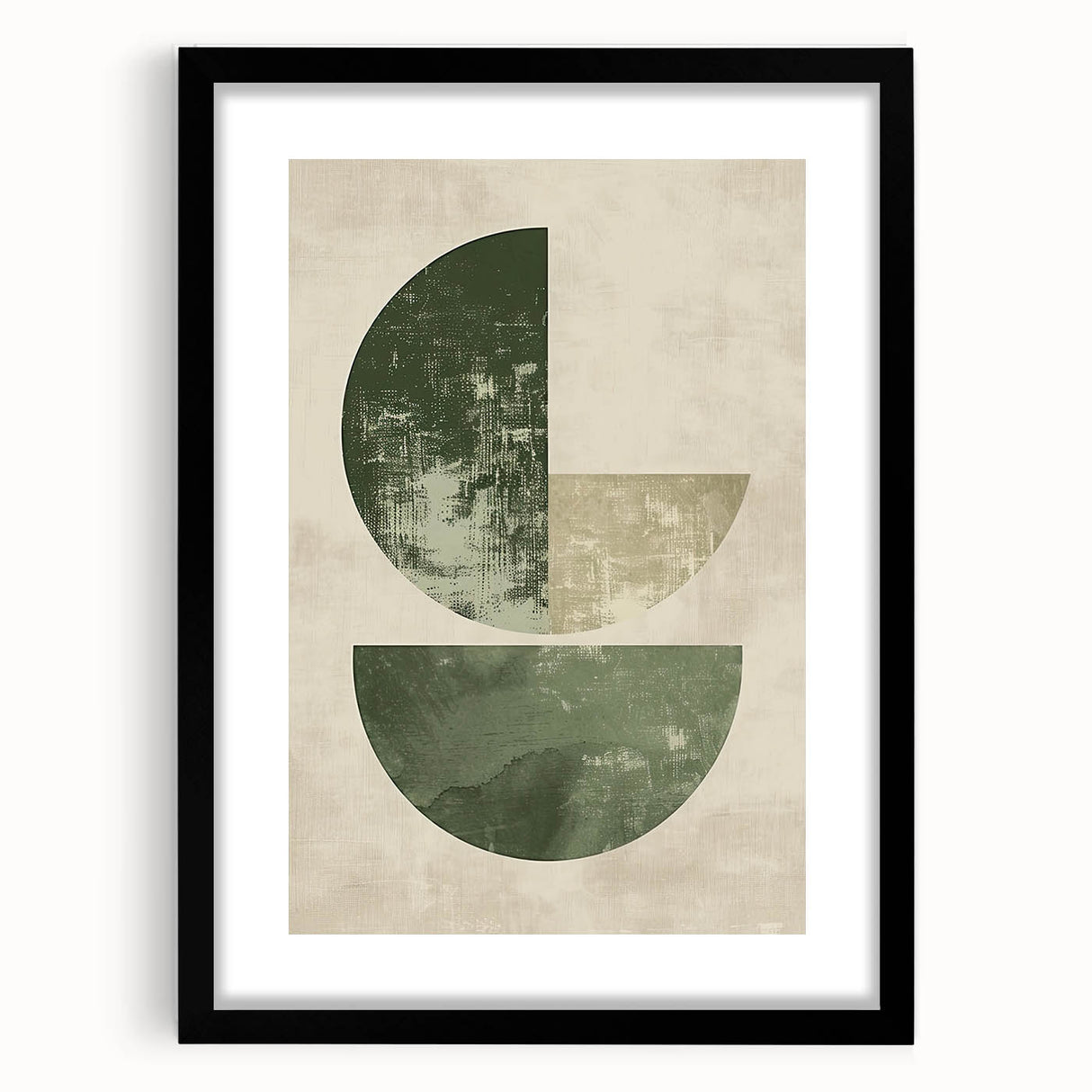 Neutral Abstract Prints – Forest Green Geometric Minimal Wall Art