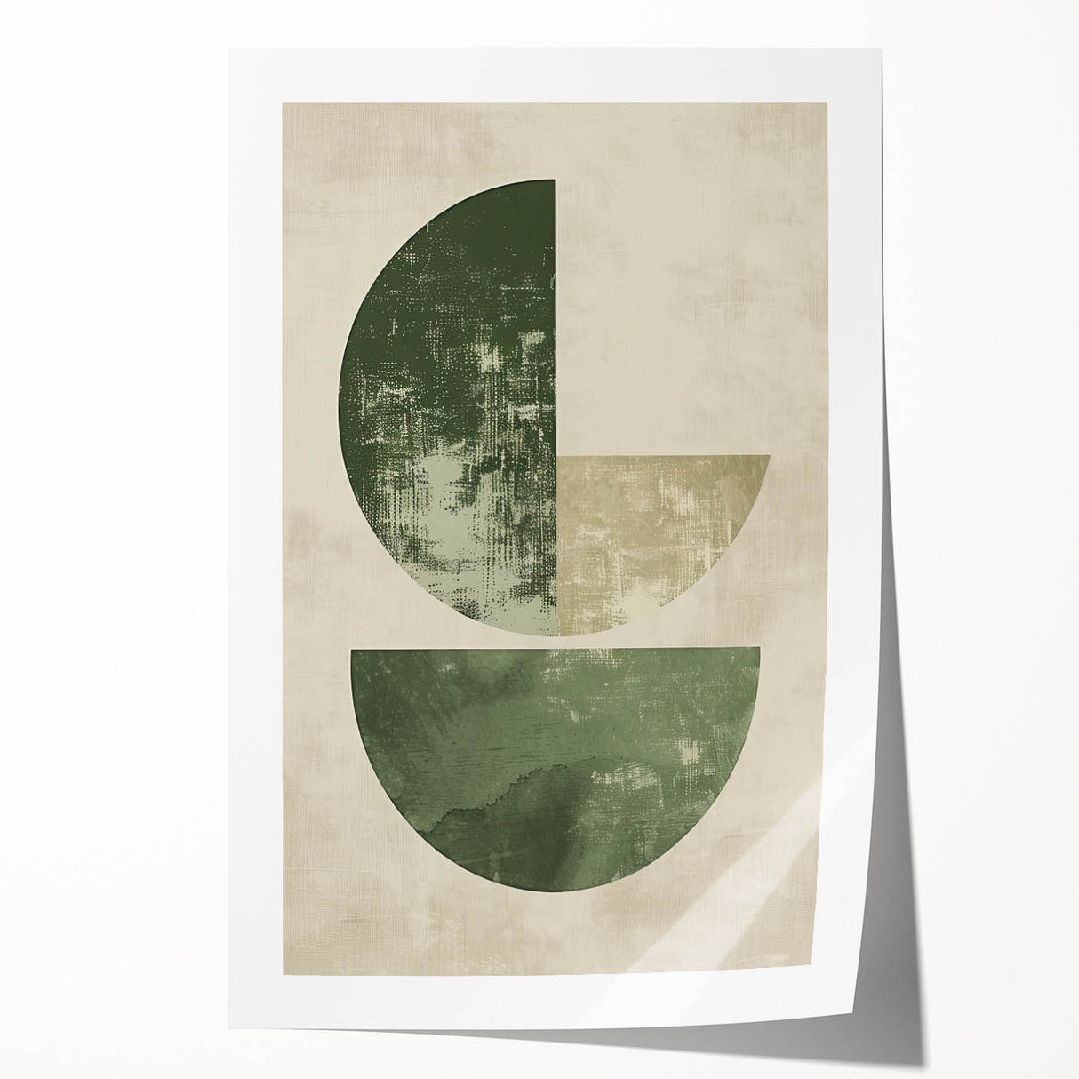 Neutral Abstract Prints – Forest Green Geometric Minimal Wall Art