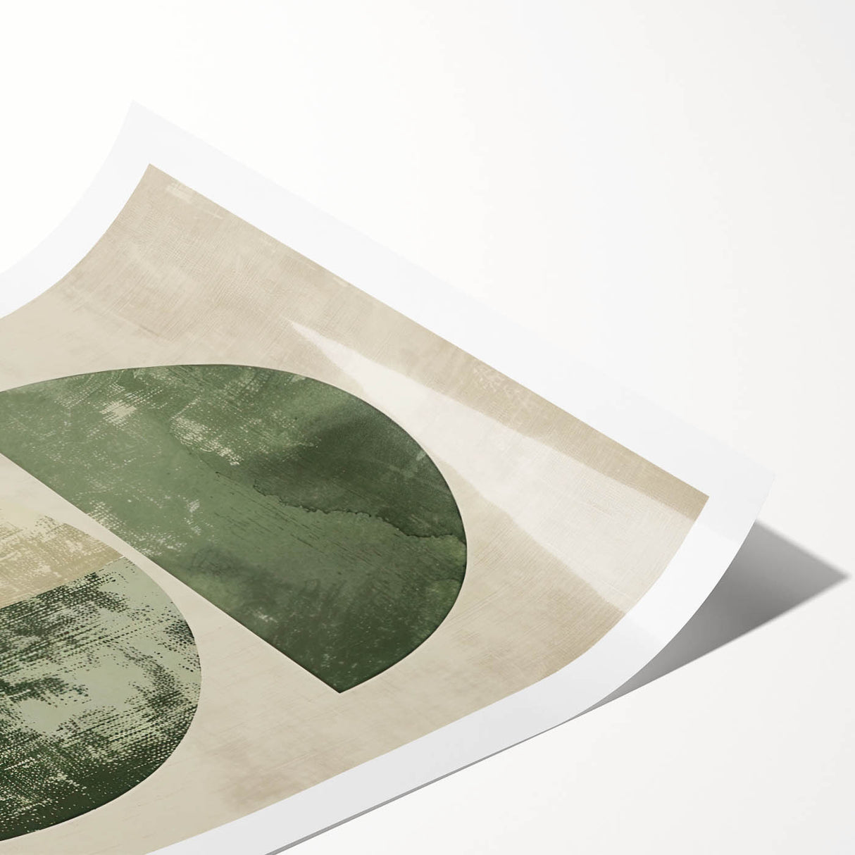 Neutral Abstract Prints – Forest Green Geometric Minimal Wall Art