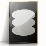 Minimalist Wall Decor – Sculptural White on Black Abstract Canvas