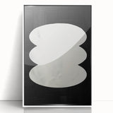 Minimalist Wall Decor – Sculptural White on Black Abstract Canvas