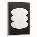 Minimalist Wall Decor – Sculptural White on Black Abstract Canvas