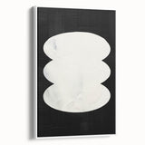 Minimalist Wall Decor – Sculptural White on Black Abstract Canvas