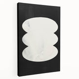 Minimalist Wall Decor – Sculptural White on Black Abstract Canvas