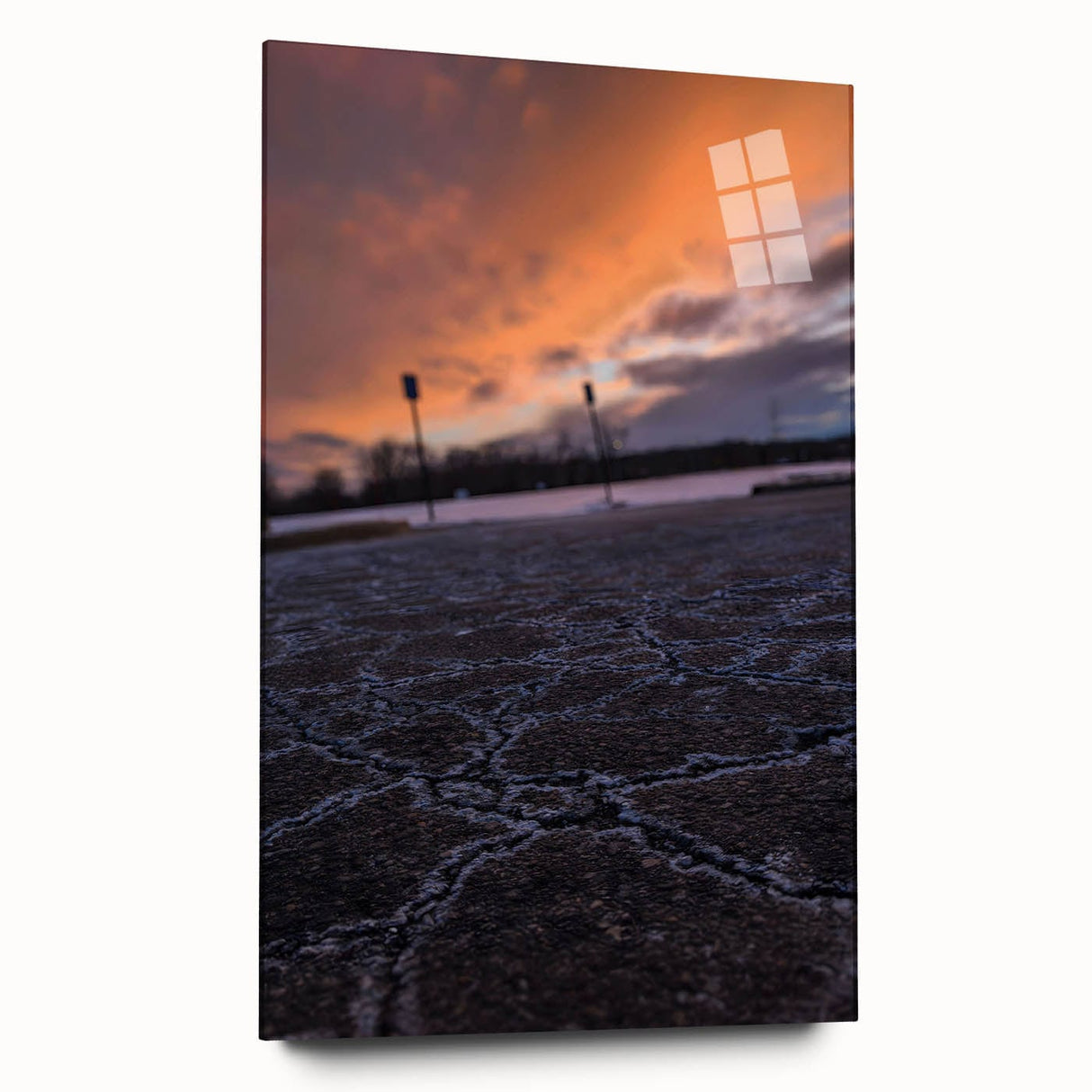 Urban Scenery Wall Art – Cracked Pavement at Sunset Canvas