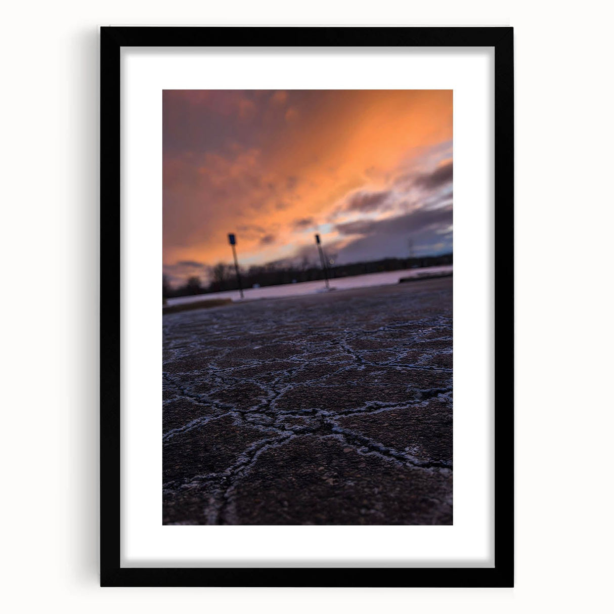 Urban Scenery Wall Art – Cracked Pavement at Sunset Canvas