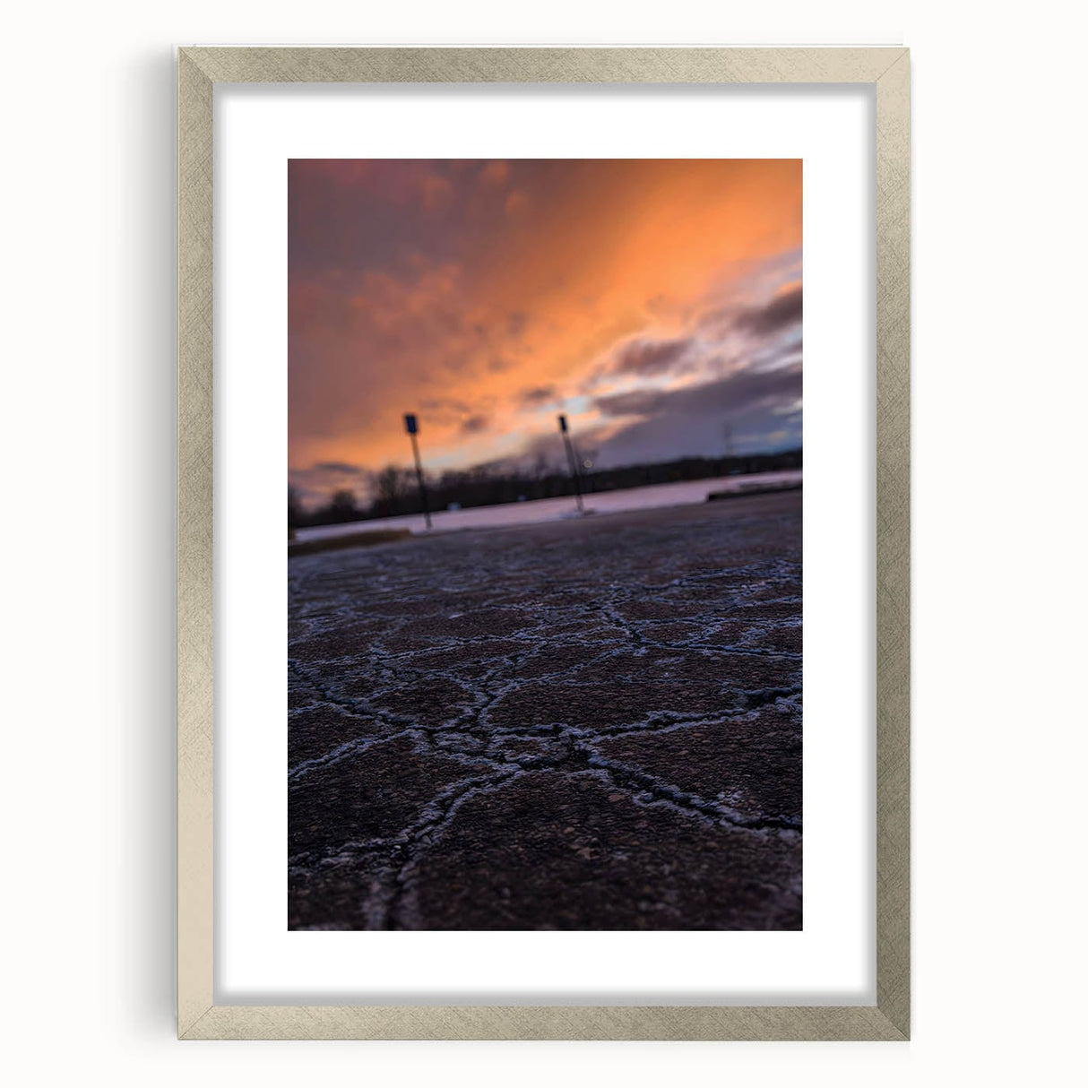 Urban Scenery Wall Art – Cracked Pavement at Sunset Canvas