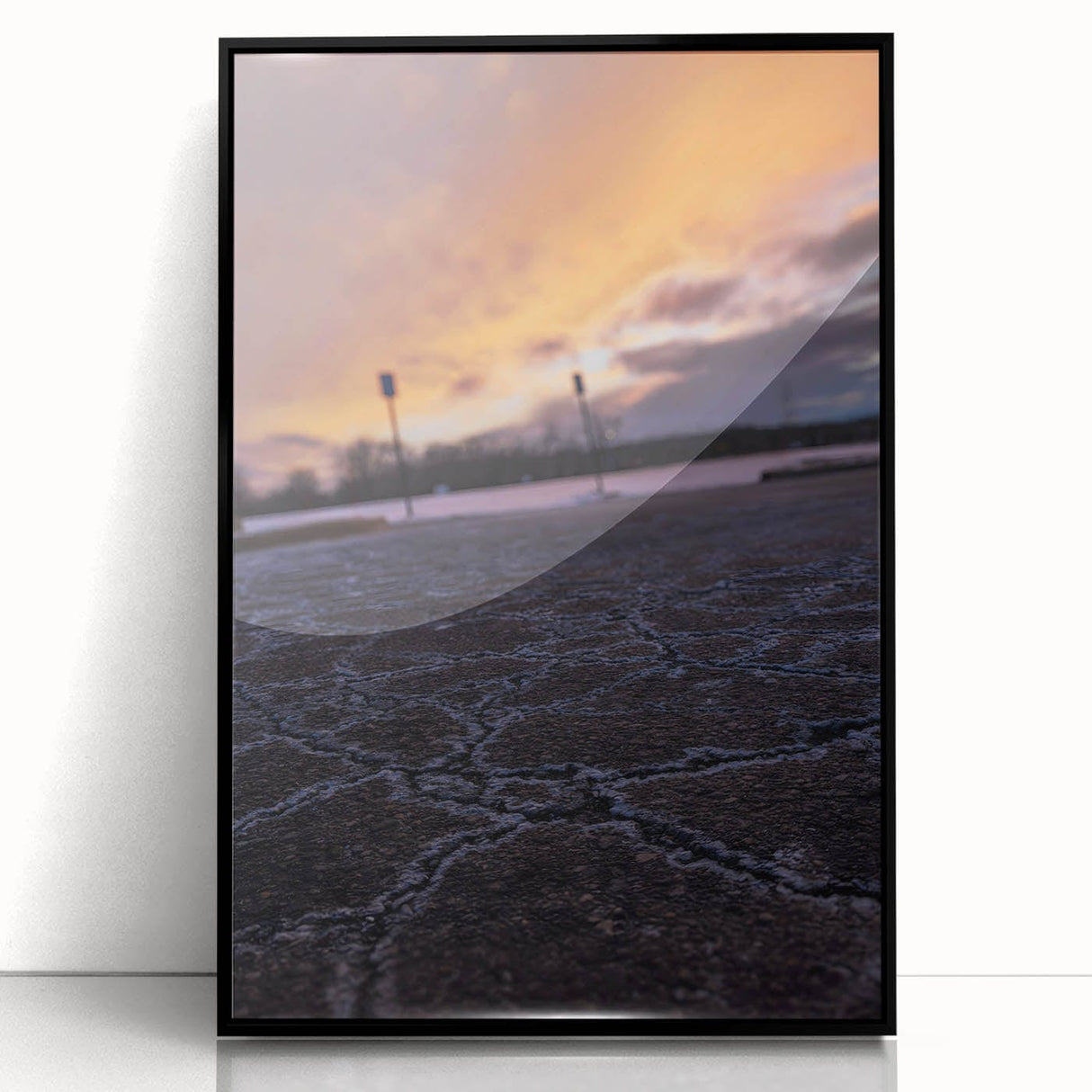 Urban Scenery Wall Art – Cracked Pavement at Sunset Canvas