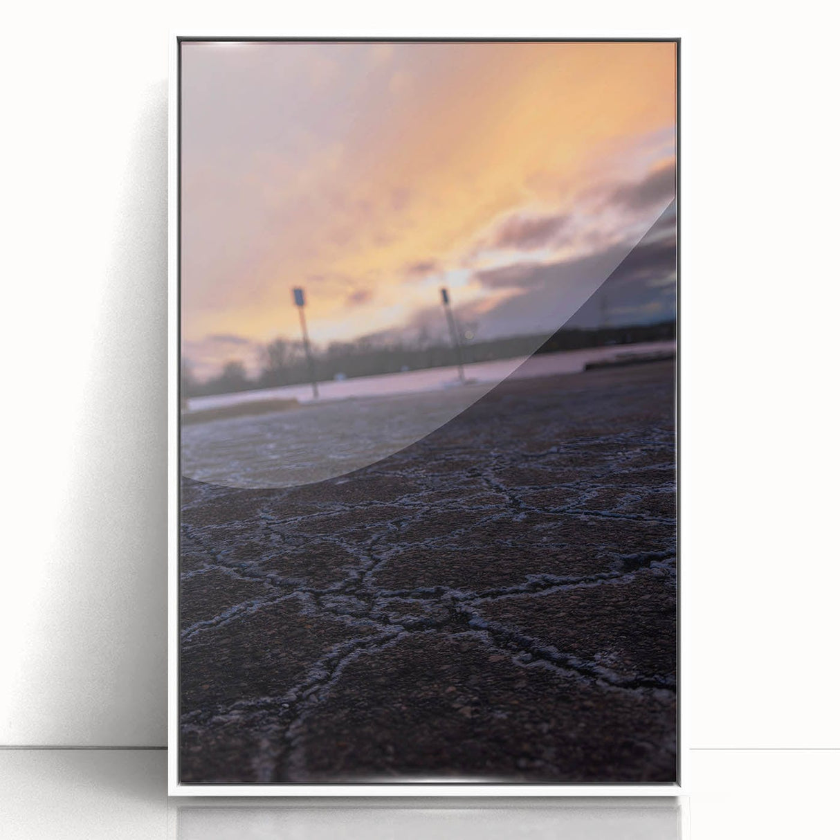 Urban Scenery Wall Art – Cracked Pavement at Sunset Canvas