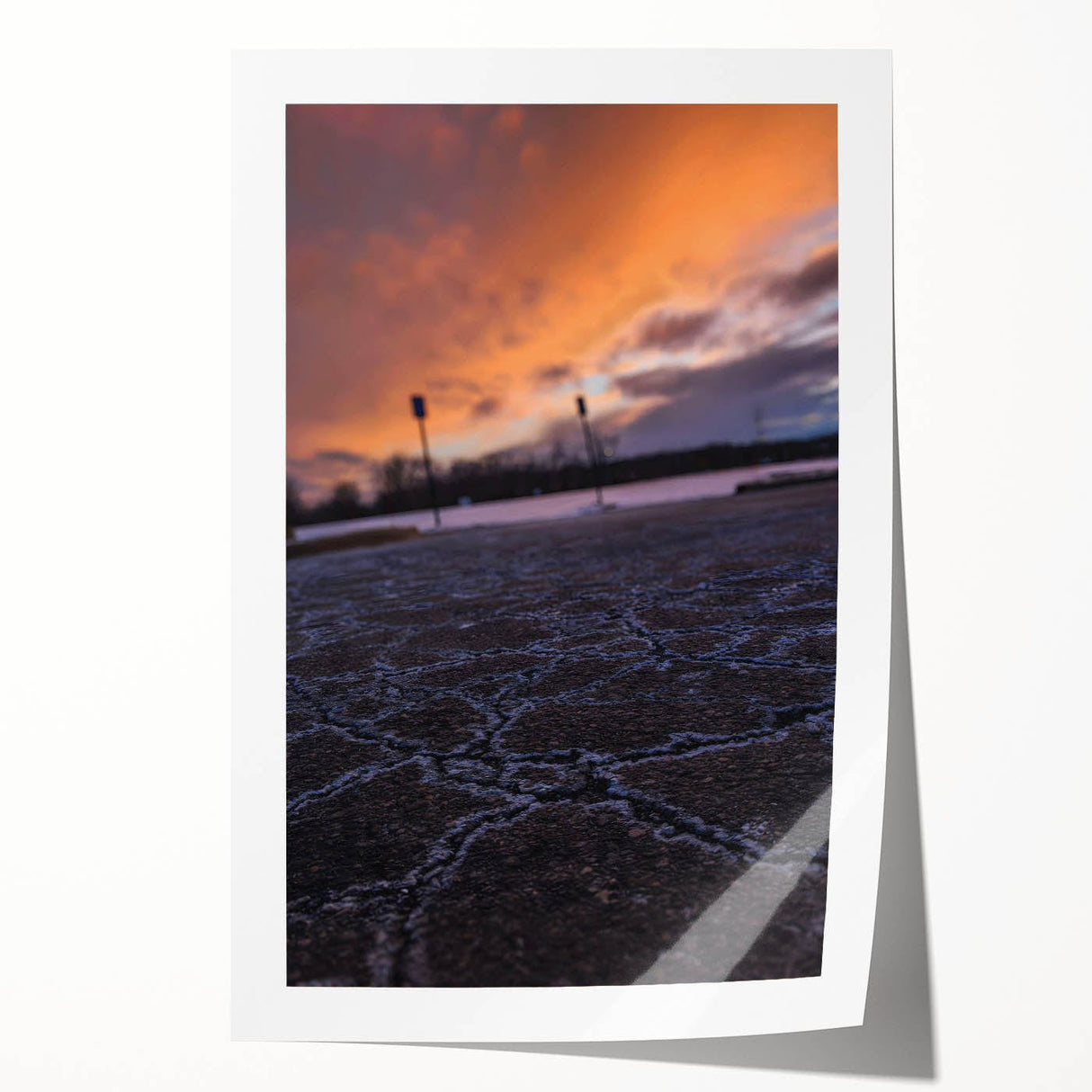 Urban Scenery Wall Art – Cracked Pavement at Sunset Canvas