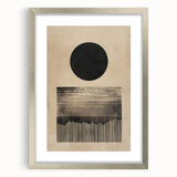 Abstract Wall Art – Beige and Black Minimalist Cosmic Geometry Print