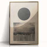 Abstract Wall Art – Beige and Black Minimalist Cosmic Geometry Print