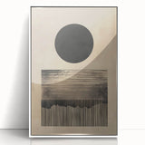 Abstract Wall Art – Beige and Black Minimalist Cosmic Geometry Print