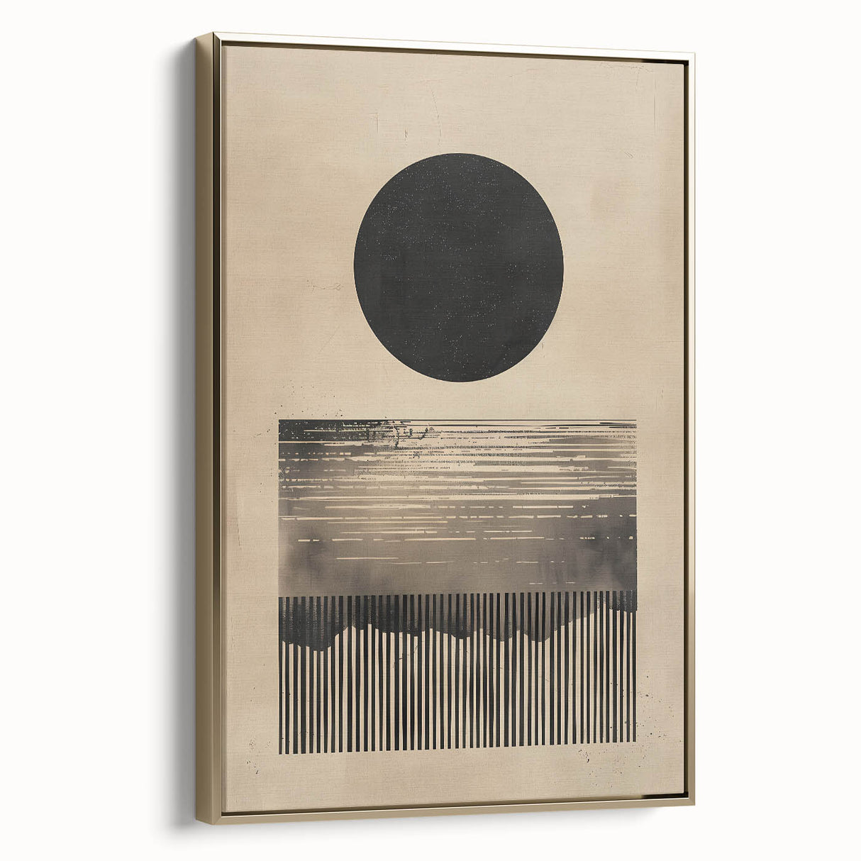 Abstract Wall Art – Beige and Black Minimalist Cosmic Geometry Print
